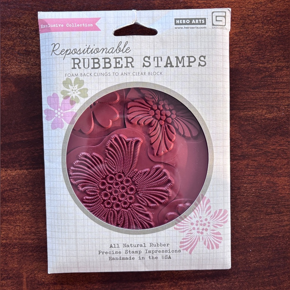 Hero Arts Stamps Luscious Bold Flowers Reposition-able Set of 4 New 2011